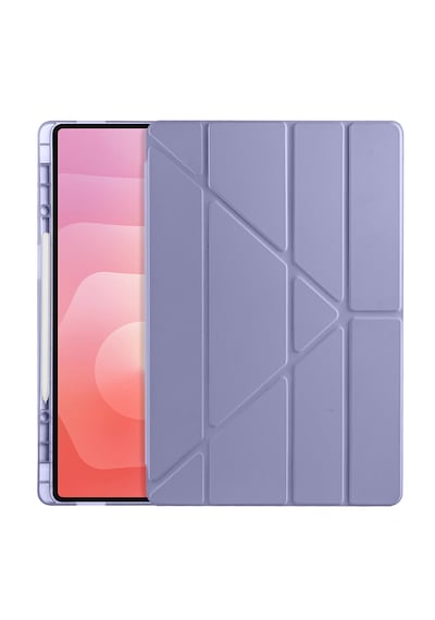 Samsung Galaxy Tab S11 Ultra Uyumlu Kılıf Tri Folding Kalem Bölmeli Katlanabilir Standlı Pu Yumuşak Kapak Kapaklı Kılıf