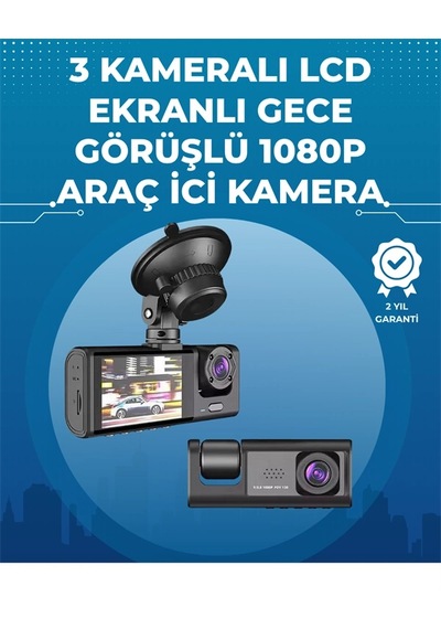 Gece Görüşlü 3'lü Araç Kamerası - Geri Görüş Destekli, 170 Geniş Açı 94265168