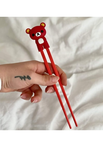 Renkli Chopstick Ve Chopstick Öğrenme Aparatı Kırmızı Çok Renkli