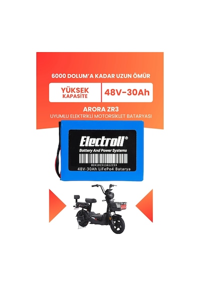 Arora Zr3 Uyumlu Batarya Yüksek Kapasite Lifepo4 48v 30ah Elektrikli Motorsiklet Bataryası