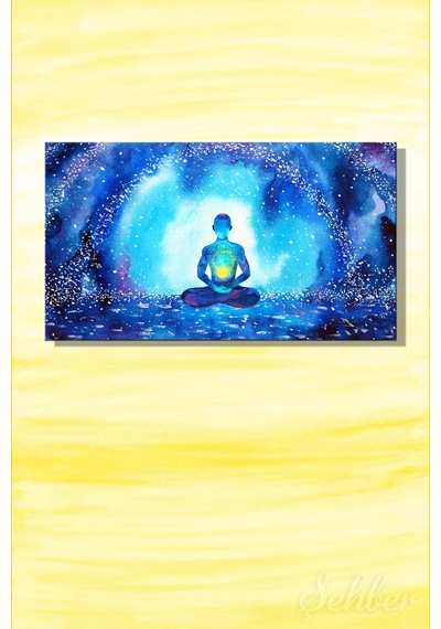Kanvas Tablo Yatay Tekli Yogo Meditasyon Ruh Sağlığı Ruhsal Şifa Soyut İllüstrasyon 2879