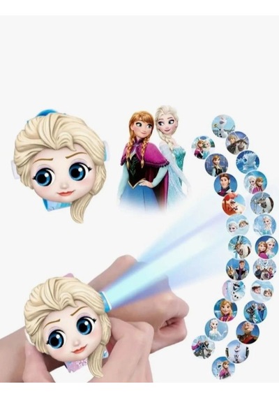 Frozen Karlar Ülkesi Elsa Ve Anna Karakterli 24 Farklı Görüntü Projeksiyonlu Çocuk Kol Saati