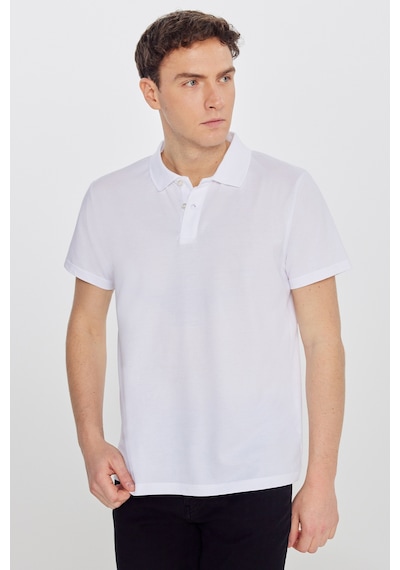 AC&Co / Altınyıldız Classics Erkek Beyaz Pamuklu Slim Fit Dar Kesim Polo Yaka Tişört Beyaz