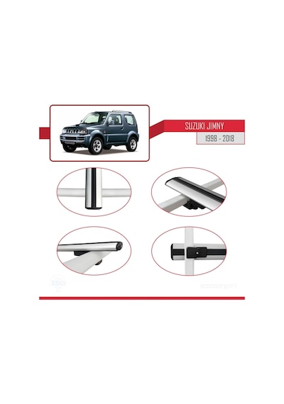 Suzuki Jimny 1998-2018 Arası İle Uyumlu Basic Model Ara Atkı Tavan Barı Gri 3 Adet