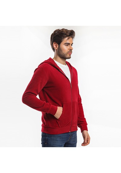 Slazenger SAMSON IN Erkek Fermuarlı Kapüşonlu Cepli Bordo Polar