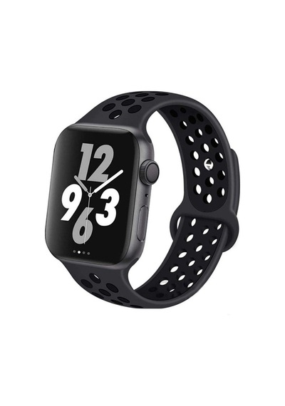 Forzacase Apple Uyumlu  Watch Ultra 2 49mm İçin Delikli Sportif Silikon Kordon Kayış - Fc009 Siyah