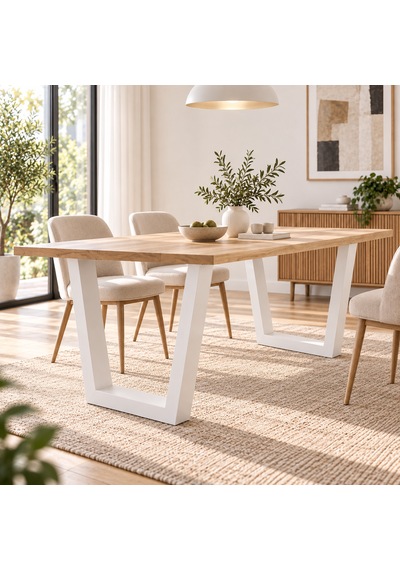 Evkolleksiyon Trapez Tipi Metal Masa Ayağı 2'li Takım 60x72 Cm 60x60 Çelik Profil Beyaz