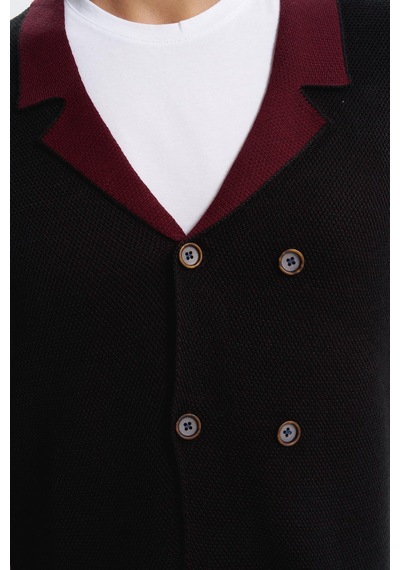 AR-MA Arma Erkek Slim Fit Örme Likralı Pike Yelek Kısa Kollu, %90 Akrilik %10 Wool K0yyo0857 Siyah - Antrasit