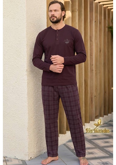 Hermevsim Aydoğan Erkek Pijama Takımı %100 Pamuk Süprem Patlı Yaka Uzun Kol Mürdüm Tuna 260539 Koyu Mürdüm Hermevsim Aydoğan Erkek Pijama Takımı %100 Pamuk Süprem Patlı Yaka Uzun Kol Mürdüm Tuna 260539 Koyu Mürdüm
