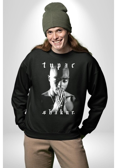 Tupac Shakur Şarkıcı Unisex Siyah Sweatshirt Siyah
