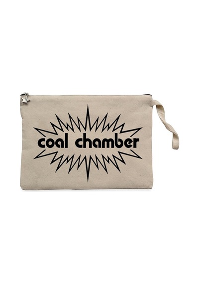 Coal Chamber Logo Krem Clutch Astarlı Cüzdan / El Çantası Krem
