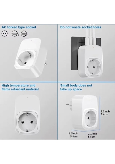 Tekli Yüksek Voltaj Korumalı Duvar Prizi 2x Type-c 1x Usb Çıkışlı Priz Grup Priz Çoğaltıcı Siyah