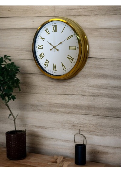 Royal White Gold 40 Cm Metal Duvar Saati Metal - Beyaz