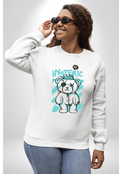 Histerik Unisex Beyaz Sweatshirt Beyaz