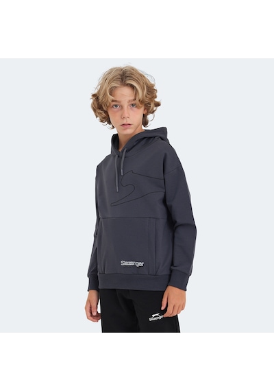 Slazenger LINK Çocuk Kapüşonlu Cepli Koyu Gri Sweatshirt