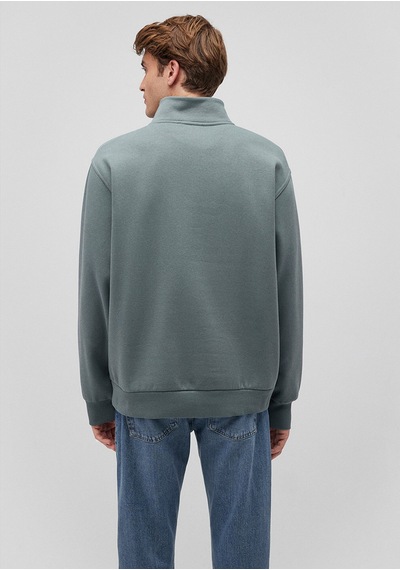 Mavi - Yarı Fermuarlı Yeşil Basic Sweatshirt 0s10278-71577 Yeşil
