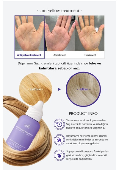 Lador Renk Eşitleyici ve Koruyucu Turunculaşma Karşıtı Mor Saç Kremi LADOR Yellow Treatment 300 ML