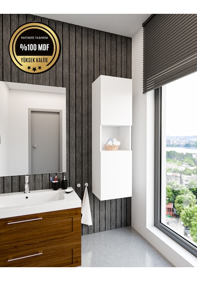 Lisa Banyo Dolabı Duvara Monte Raflı Mdf Beyaz