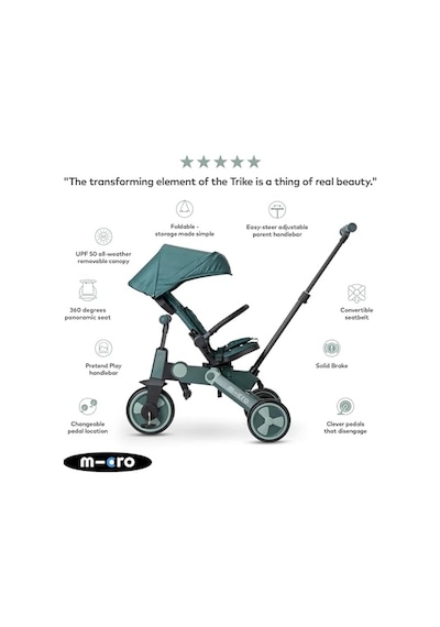 Micro 4in1 Katlanabilir Bisiklet Matcha, 6 Aydan 6 Yaşa Kadar, 360 Dönebilen Koltuk, Ebeveyn Kontrol, Akıllı Kilitleme Freni Ve Yıkama Koltuğu Açık Mavi