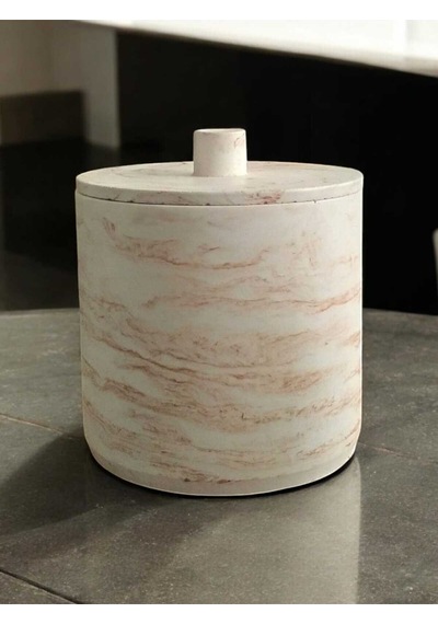 Bej Mermer Desen Beton Banyo Ve Mutfak Çöp Kovası ,4 Litre,aksesuar,dekorasyon Gri