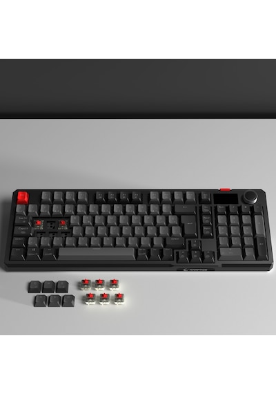 Loyal Pro Gri/siyah 3 Bt + 2.4 Ips Ekranlı Red Switch Rgb Mekanik Kablosuz Klavye