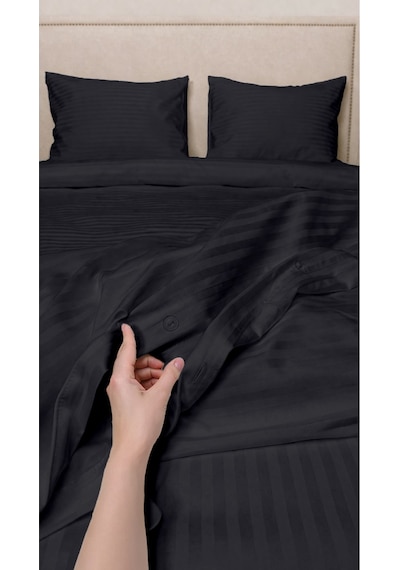 Çift Kişilik %100 Pamuk Saten Nevresim Seti Premium Seri 8 Renk Seçeneği 200x220 Siyah