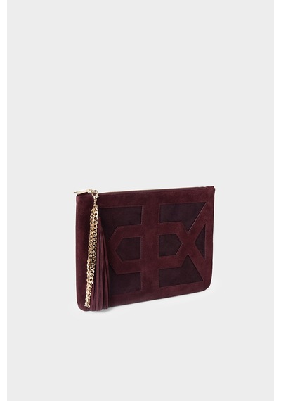 Açelyaokcu Premium Comet Handbag Hakiki Deri Portföy Clutch Çanta Bordo