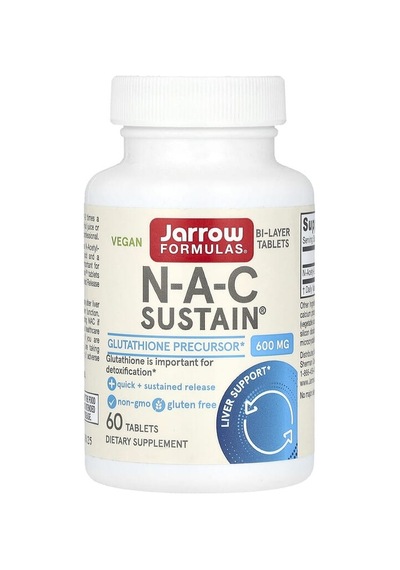 Jarrow Formulas, Vegan N-a-c Sustain, 600 Mg, 60 Tablets