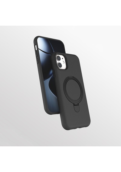 Apple Uyumlu iPhone 11 Kılıf M-safe Şarj Özellikli Standlı Zore Samara Kapak Titanyum-gri