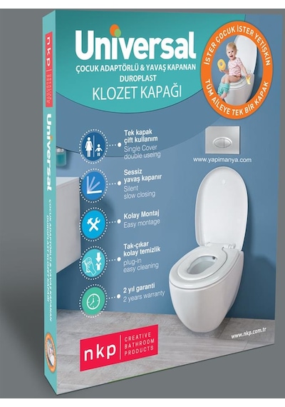 NKP Üniversal Çocuk Adaptörlü Yavaş Kapanır Klozet Kapağı(CLZ)
