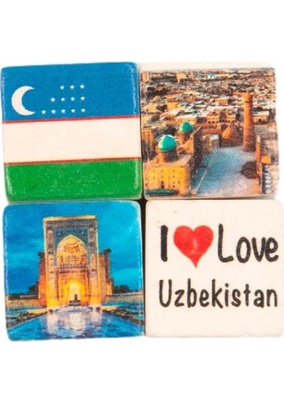 Özbekistan Temalı Dörtlü Taş Magnet