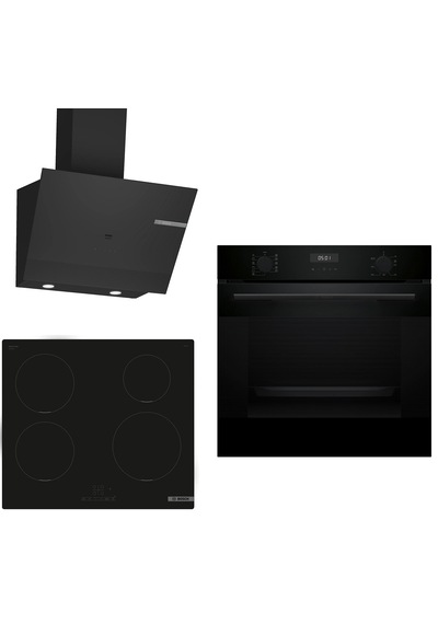Bosch HUA717BA0T - PUE611BB5E - DWK67PJ60T İndüksiyon Ocaklı Siyah 3 Lü Ankastre Set 637