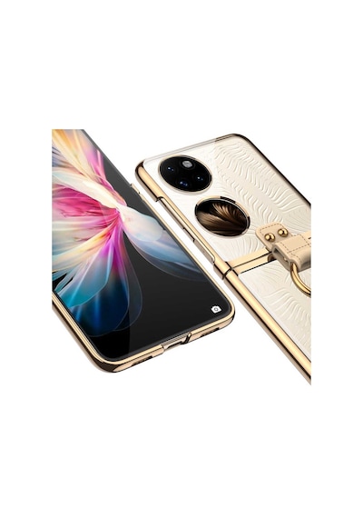 Huawei P50 Pocket Kılıf Pazarplus Yüzüklü Kıpta Kılıf Şeffaf