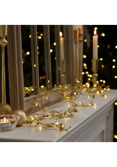 3 Metre Yaldızlı Gold Led Işık 10 Parça Siyah