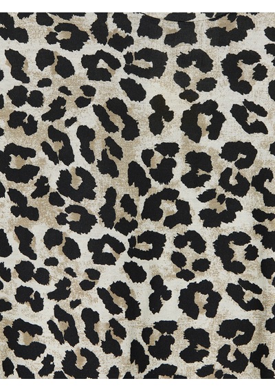 Lcw Everyday Kahverengi Leopar Desenli Kadın Tişört