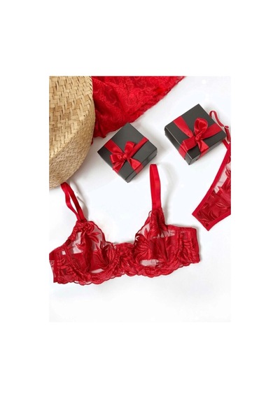 La Linaa Mona Kıtmızı Kadın Bralet Takım Kırmızı