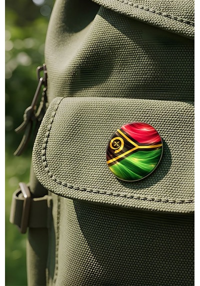 Vanuatu Vanuatu Abstract Ülke Bayraklı Buton Rozet - 44 MM 5 Adet Çok Renkli
