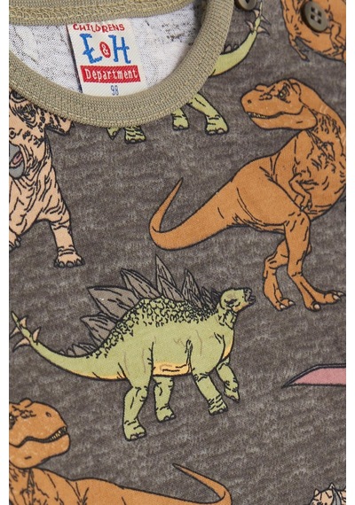 Breeze Girls & Boys Erkek Bebek Pijama Takımı Dinozor Desenli 9 Ay-3 Yaş, Antrasit-antrasit Antrasit