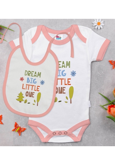 Bk Kids Big Little One Tasarımlı Pembe Bebek Body Zıbın Ve Mama Ö Çok Renkli