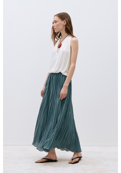 Suud Collection Ekru Nina Dökümlü Halter Top