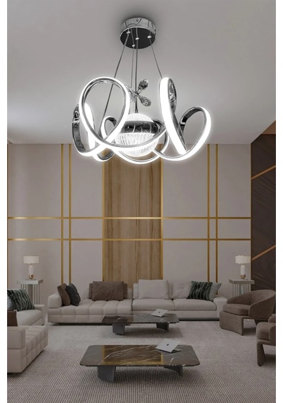Melisa Modern Sarkıt Led Avize Powerled Lümen Gücü Yüksek - 3 Renk Kumandalı - Krom Krom