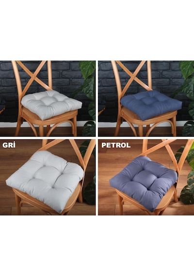 Altınpamuk Altınpamuk Sandalye Minderi Düğme Dikişi Detaylı 40X40Cm Bağcıklı