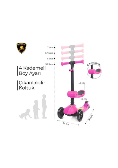 Lisanslı L5 2in1 Katlanabilir Oturaklı Işıklı 3 Tekerlekli Çocuk Scooter Mavi