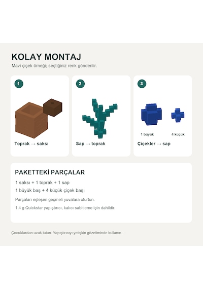 Piksel Orkide Biblo - 3d Baskı, Minecraft Esintili Mavi