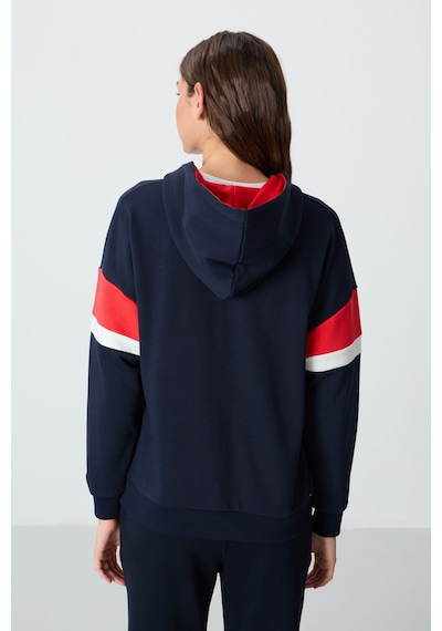 Tommy Life İndigo Kompakt Pamuklu Kalın Pürüzsüz Dokulu Kapüşonlu Oversize Fit Kadın Sweatshirt - 97290 İndigo