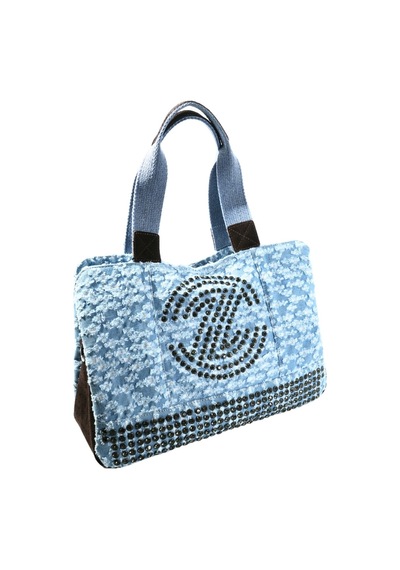 Biem Accessory Biem Açık Mavi-yırtık Desen Denim Salaş-retro Taş Trok Döşemeli Çok Gözlü Çanta Çok Renkli