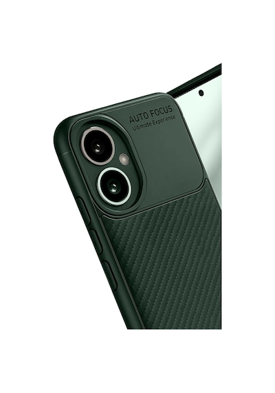 Honor 400 Uyumlu Kılıf Karbon Tasarım Kamera Korumalı Silikon Telefon Kılıfı Kapak Koyu Yeşil