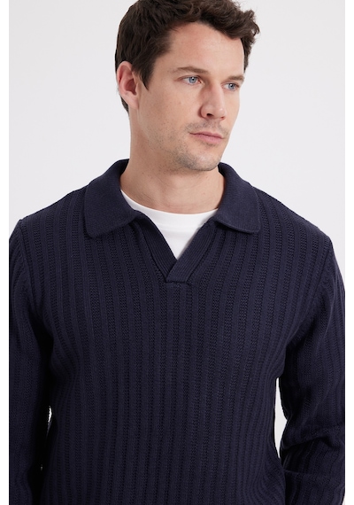 Tudors Erkek Standart Fit Normal Kesim Polo Yaka Lacivert Kazak-46285