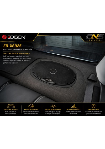 Edison Ed-x6925 6x9 Oval Midrange Hoparlör 150w Rms 600w Max 96db 1.5" Voice Coil 4 Ohm