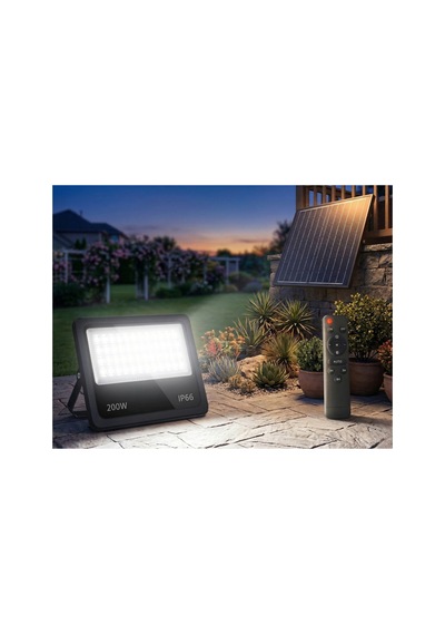 Ct 4649 Kumandalı 200w Solar Led Projektör 6400k Beyaz Işık